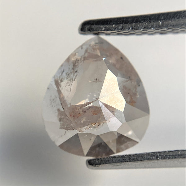 0.79 Ct Natural Diamond Pear Shape Salt and Pepper, 7.95 mm x 7.01 mm x 1.90 mm Fancy Grey Rose Cut Natural Loose Diamond SJ91/18