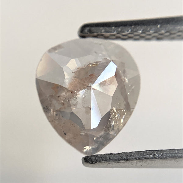 0.79 Ct Natural Diamond Pear Shape Salt and Pepper, 7.95 mm x 7.01 mm x 1.90 mm Fancy Grey Rose Cut Natural Loose Diamond SJ91/18