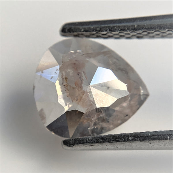 0.79 Ct Natural Diamond Pear Shape Salt and Pepper, 7.95 mm x 7.01 mm x 1.90 mm Fancy Grey Rose Cut Natural Loose Diamond SJ91/18