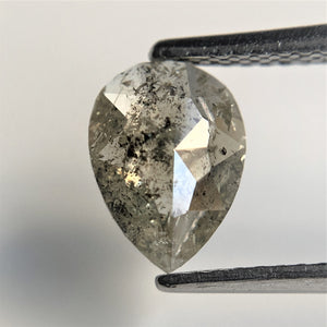 1.10 Ct Natural Diamond Pear Shape Salt and Pepper, 8.57 mm x 6.32 mm x 2.53 mm Fancy Grey Rose Cut Natural Loose Diamond SJ91/19