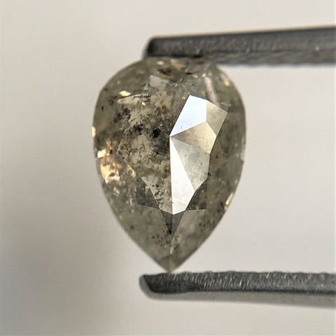 1.27 Ct Natural Fancy Gray Color Rose Cut Natural Loose Diamond, 7.97 mm x 5.68 mm x 3.25 mm Pear Cut Natural Loose Diamond SJ91/25