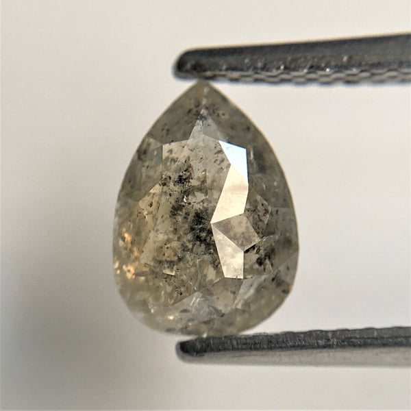 1.27 Ct Natural Fancy Gray Color Rose Cut Natural Loose Diamond, 7.97 mm x 5.68 mm x 3.25 mm Pear Cut Natural Loose Diamond SJ91/25