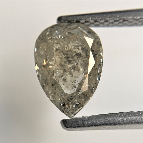 1.27 Ct Natural Fancy Gray Color Rose Cut Natural Loose Diamond, 7.97 mm x 5.68 mm x 3.25 mm Pear Cut Natural Loose Diamond SJ91/25