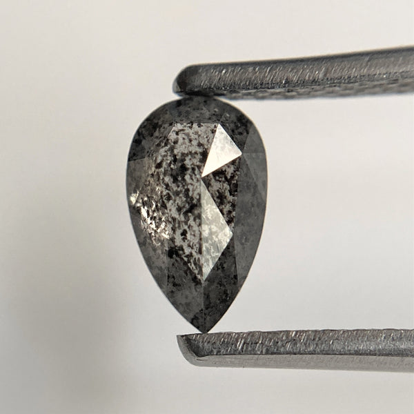 0.51 Ct Salt and Pepper Natural Pear Shape loose Diamond, 6.80 mm x 4.09 mm x 2.25 mm Rose Cut Diamond best for engagement SJ91/37