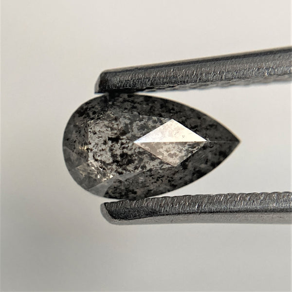 0.51 Ct Salt and Pepper Natural Pear Shape loose Diamond, 6.80 mm x 4.09 mm x 2.25 mm Rose Cut Diamond best for engagement SJ91/37