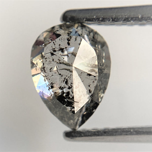 1.18 Ct Pear Shape natural loose diamond salt and pepper, 7.21 mm x 5.39 mm x 3.31 mm Rose cut pear shape natural diamond SJ93/25