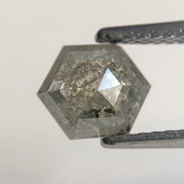 0.79 Ct Black Gray Hexagon Shape Natural Loose Diamond, 7.23 mm x 5.92 mm x 2.35 mm Black Gray Hexagon Cut loose diamond SJ91/86