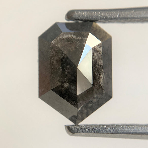 1.31 Ct Natural Loose Diamond Shield Shape Salt and Pepper, 8.44 mm x 6.07 mm x 2.66 mm Flat-Base Geometry Shape Natural Diamond SJ91/95