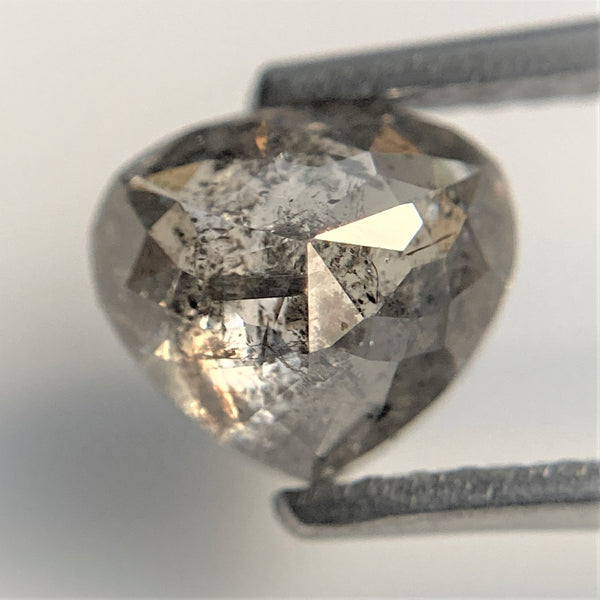 1.51 Ct Heart Shape Grey Rose Cut Diamond: Natural Loose Diamond