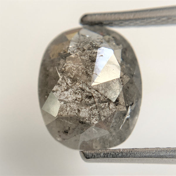 2.06 Ct Oval Shape Gray Natural Loose Diamond 9.77 mm x 8.14 mm x 3.11 mm Oval Shape Rose Cut Natural Loose Diamond SJ90/10