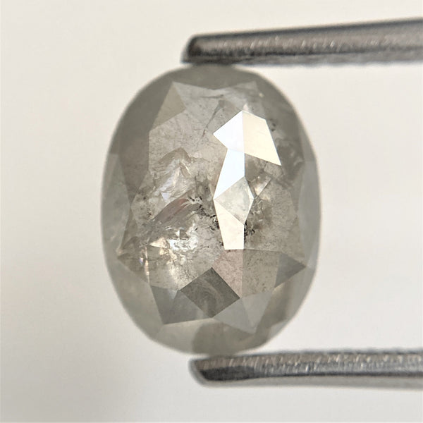 1.76 Ct Natural Loose Diamond Oval Shape Black Grey Rose cut 9.22 mm x 6.97 mm x 2.98 mm Size Rustic Natural Loose Diamond SJ90/14