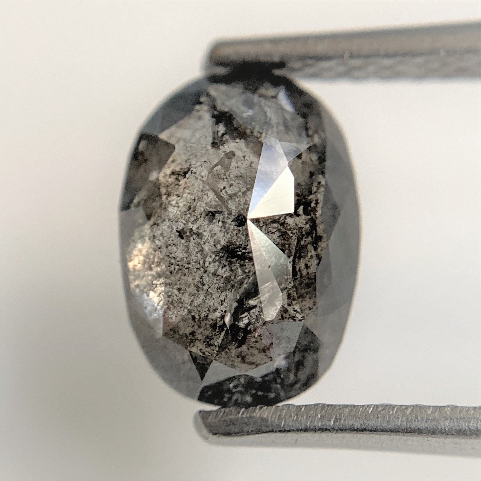 1.79 Ct Natural Loose Diamond Oval Shape Black Grey Rose cut 8.62 mm x 7.39 mm x 3.77 mm Size Rustic Natural Loose Diamond SJ90/16