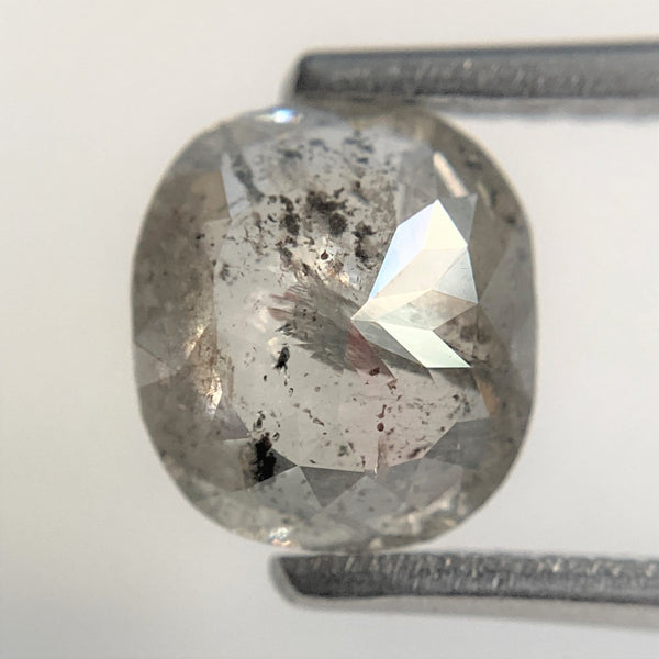 1.38 Ct Oval Shape Dark Grey Transparent Rosecut Natural Diamond, 7.17 mm x 6.49 mm x 3.25 mm Size Rustic Natural Loose Diamond SJ90/24