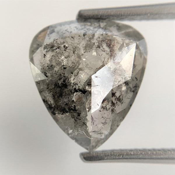 Pear Cut Loose Natural Diamond 3.04 Ct Dark Grey Color 11.78 mm x 10.55 mm x 2.84 mm, Grey Rose Cut Pear Natural Loose Diamond SJ90/27