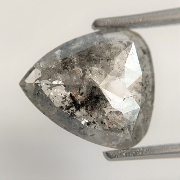 Pear Cut Loose Natural Diamond 3.04 Ct Dark Grey Color 11.78 mm x 10.55 mm x 2.84 mm, Grey Rose Cut Pear Natural Loose Diamond SJ90/27