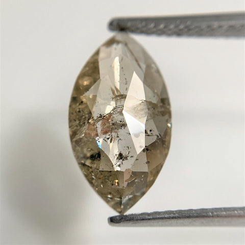 2.45 Ct Marquise Shaped Natural Rose Cut Loose Diamond, 13.74 mm x 7.69 mm x 2.90 mm Fancy Brownish Gray Rose Cut Loose Diamond SJ90/47