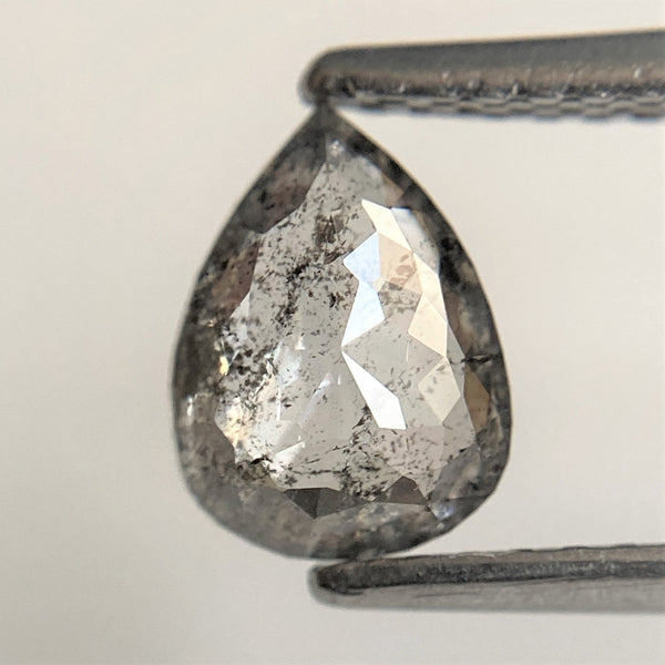 0.81 Ct Pear Shape natural loose diamond salt and pepper, 7.27 mm x 5.37 mm x 2.46 mm Rose cut pear shape natural diamond SJ93/22