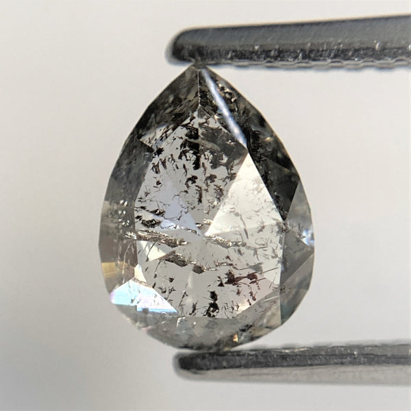 1.18 Ct Pear Shape natural loose diamond salt and pepper, 7.21 mm x 5.39 mm x 3.31 mm Rose cut pear shape natural diamond SJ93/25