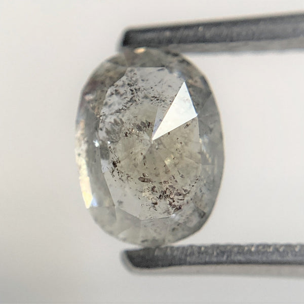1.35 Ct Oval Salt and Pepper Diamond: Rose Cut Loose Stone
