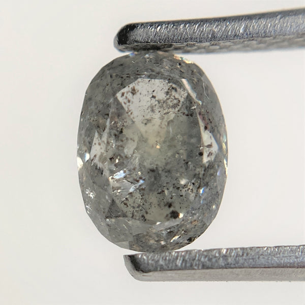 1.35 Ct Oval Salt and Pepper Diamond: Rose Cut Loose Stone
