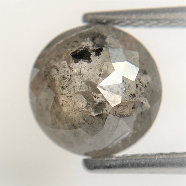 1.98 Ct Round Rose Cut Natural Diamond, 8.29 mm x 3.41 mm Fancy Grey Color Rose Cut Flat Base Natural Diamond SJ92/18