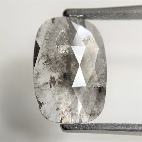 2.07 Ct Natural Loose Diamond Rose Cut Oval Shape Salt and Pepper 12.05 mm x 8.35 mm x 1.81 mm Grey Black Natural Loose Diamond SJ90/01