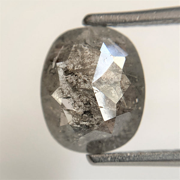 2.06 Ct Oval Shape Gray Natural Loose Diamond 9.77 mm x 8.14 mm x 3.11 mm Oval Shape Rose Cut Natural Loose Diamond SJ90/10