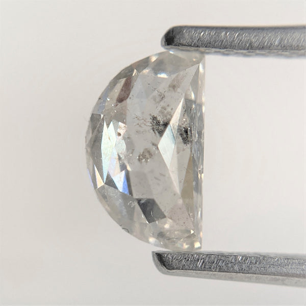 0.86 Ct Natural Loose Diamond Half moon Salt and Pepper 7.58 mm x 4.46 mm x 2.60 mm Flat-Base D-Shape Rose Cut Natural Loose Diamond SJ93/76