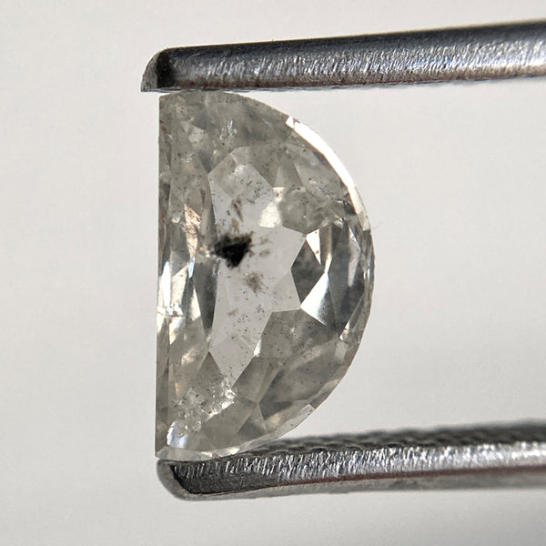 0.86 Ct Natural Loose Diamond Half moon Salt and Pepper 7.58 mm x 4.46 mm x 2.60 mm Flat-Base D-Shape Rose Cut Natural Loose Diamond SJ93/76