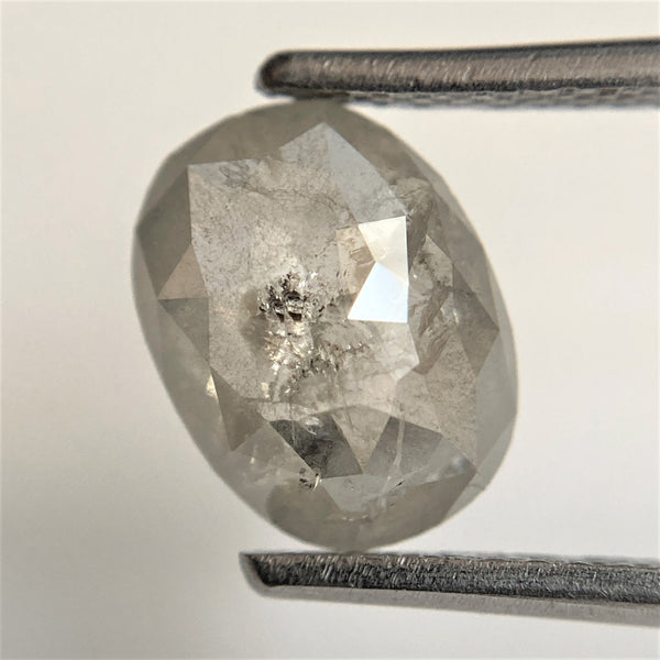 1.76 Ct Natural Loose Diamond Oval Shape Black Grey Rose cut 9.22 mm x 6.97 mm x 2.98 mm Size Rustic Natural Loose Diamond SJ90/14