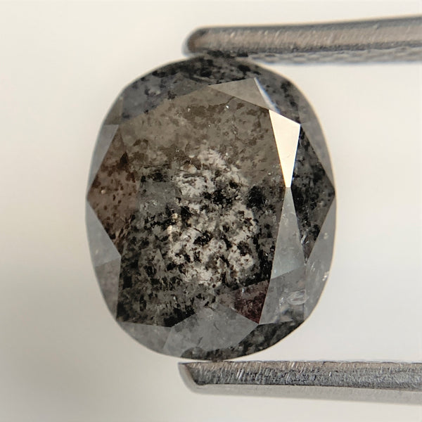 2.28 Ct Natural Loose Diamond Oval Shape Black Grey Rose cut 8.63 mm x 7.16 mm x 4.19 mm Size Rustic Natural Loose Diamond SJ90/15