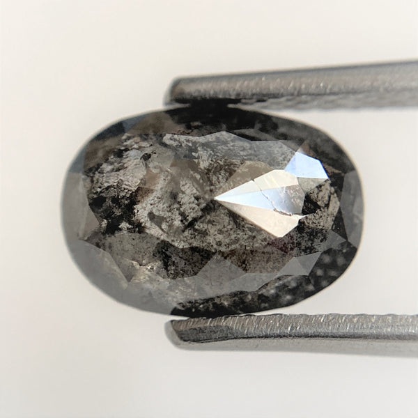 1.79 Ct Natural Loose Diamond Oval Shape Black Grey Rose cut 8.62 mm x 7.39 mm x 3.77 mm Size Rustic Natural Loose Diamond SJ90/16