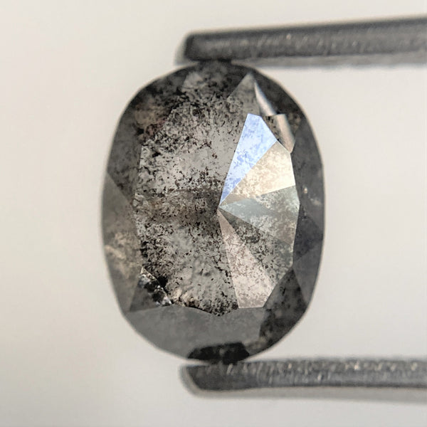 1.53 Ct Oval Shape Dark Grey Transparent Rosecut Natural Diamond, 7.90 mm x 5.88 mm x 3.32 mm Size Rustic Natural Loose Diamond SJ90/21