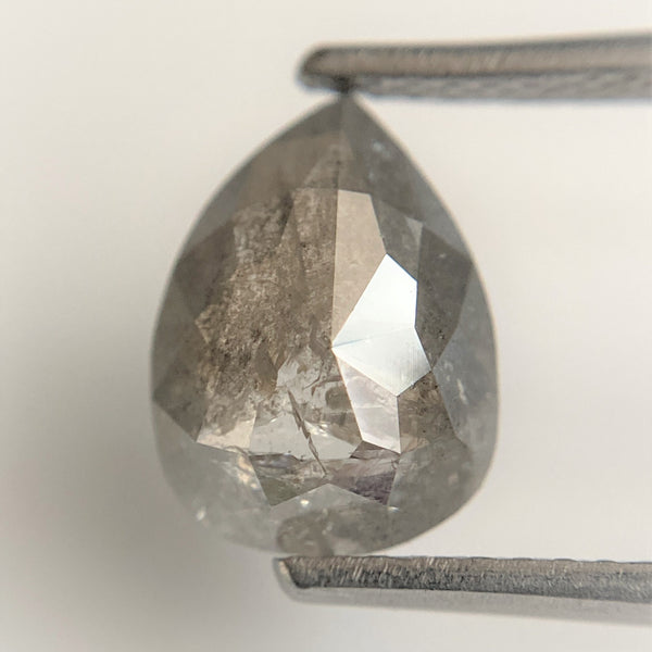 1.83 Ct Pear Shape Natural Gray Color Loose Diamond 9.76 mm x 7.26 mm x 3.37 mm, Grey Rose Cut Pear Natural Loose Diamond SJ90/31