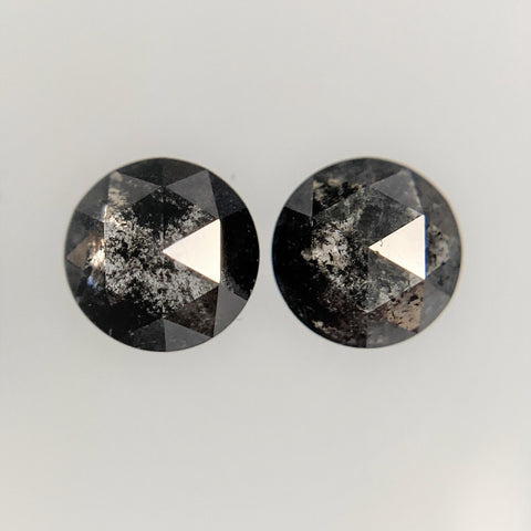 0.50 Ct Round Rose cut Natural Loose Diamond Salt and Pepper pair, 3.87 mm x 1.78 mm Fancy grey Natural Rustic Diamond for Jewelry SJ06/106