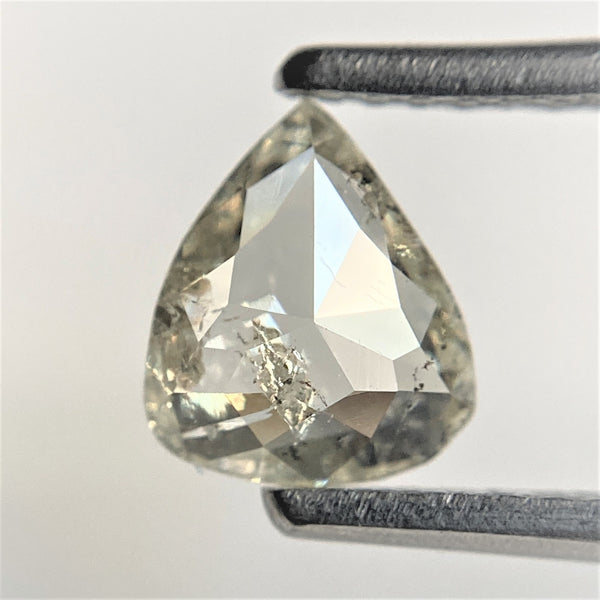 0.69 Ct Light Yellow Rose Cut Pear Shape Loose Natural Diamond, 6.77 mm x 5.76 mm x 2.20 mm Fancy Color Natural Loose Diamond SJ94/51