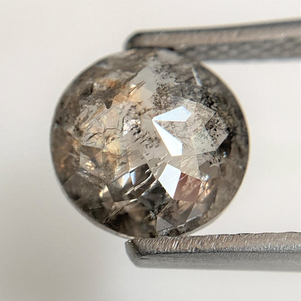 1.52 Ct Grey round rose cut rustic natural diamond, 7.34 mm x 3.16 mm Grey color rose cut natural diamond SJ93/84