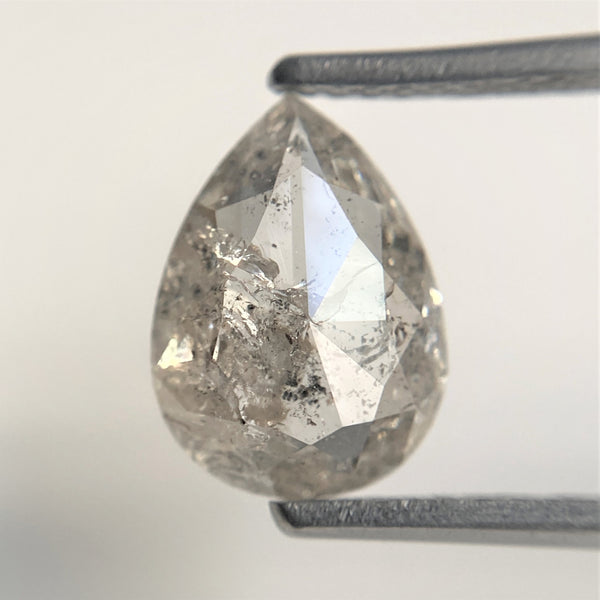 1.51 Ct Pear Shape natural loose diamond, salt and pepper diamond, 9.96 mm x 7.28 mm x 2.53 mm Rose-cut pear shape natural diamond SJ94/91