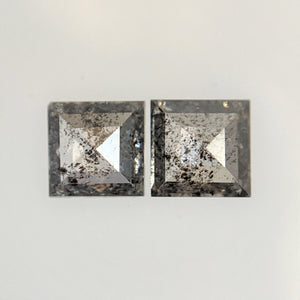 0.51 Ct Square Shape Salt and Pepper Natural Loose Diamond Pair, 3.62 mm x 3.55 mm x 1.77 mm Natural Loose Diamond SJ06/101