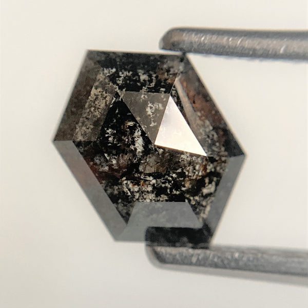 0.93 Ct Black Gray Hexagon Shape Natural Loose Diamond, 8.24 mm x 5.70 mm x 2.43 mm Black Gray Hexagon Cut loose diamond SJ95/25