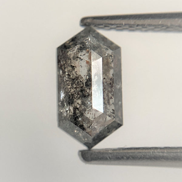 0.84 Ct Salt and Pepper Hexagon Shape Rustic Natural Loose Diamond, 7.84 mm x 4.21 mm x 2.58 mm Gray Color Natural Hexagon Diamond SJ95/34