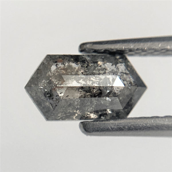 0.84 Ct Salt and Pepper Hexagon Shape Rustic Natural Loose Diamond, 7.84 mm x 4.21 mm x 2.58 mm Gray Color Natural Hexagon Diamond SJ95/34