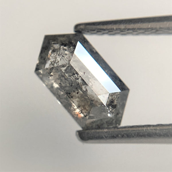 0.84 Ct Salt and Pepper Hexagon Shape Rustic Natural Loose Diamond, 7.84 mm x 4.21 mm x 2.58 mm Gray Color Natural Hexagon Diamond SJ95/34