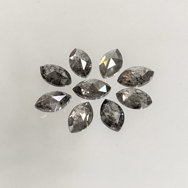 1.01 Ct Salt and Pepper Marquise Shape Diamonds 9 pcs , 4.00 x 2.50 mm Marquise Shape Natural Loose Diamonds ,full-Cut Diamond Lot SJ68/100