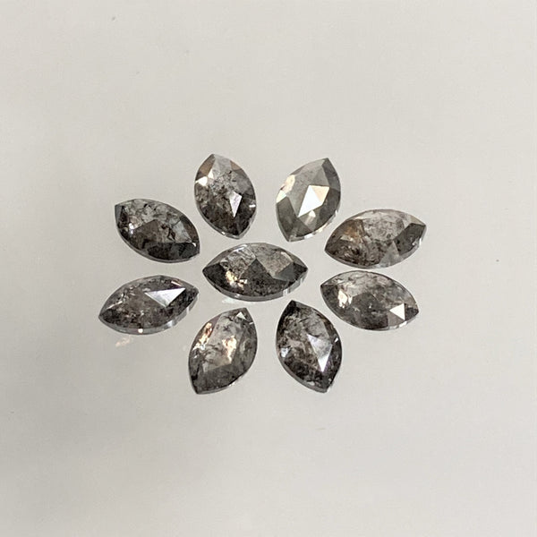 1.01 Ct Salt and Pepper Marquise Shape Diamonds 9 pcs , 4.00 x 2.50 mm Marquise Shape Natural Loose Diamonds ,full-Cut Diamond Lot SJ68/100