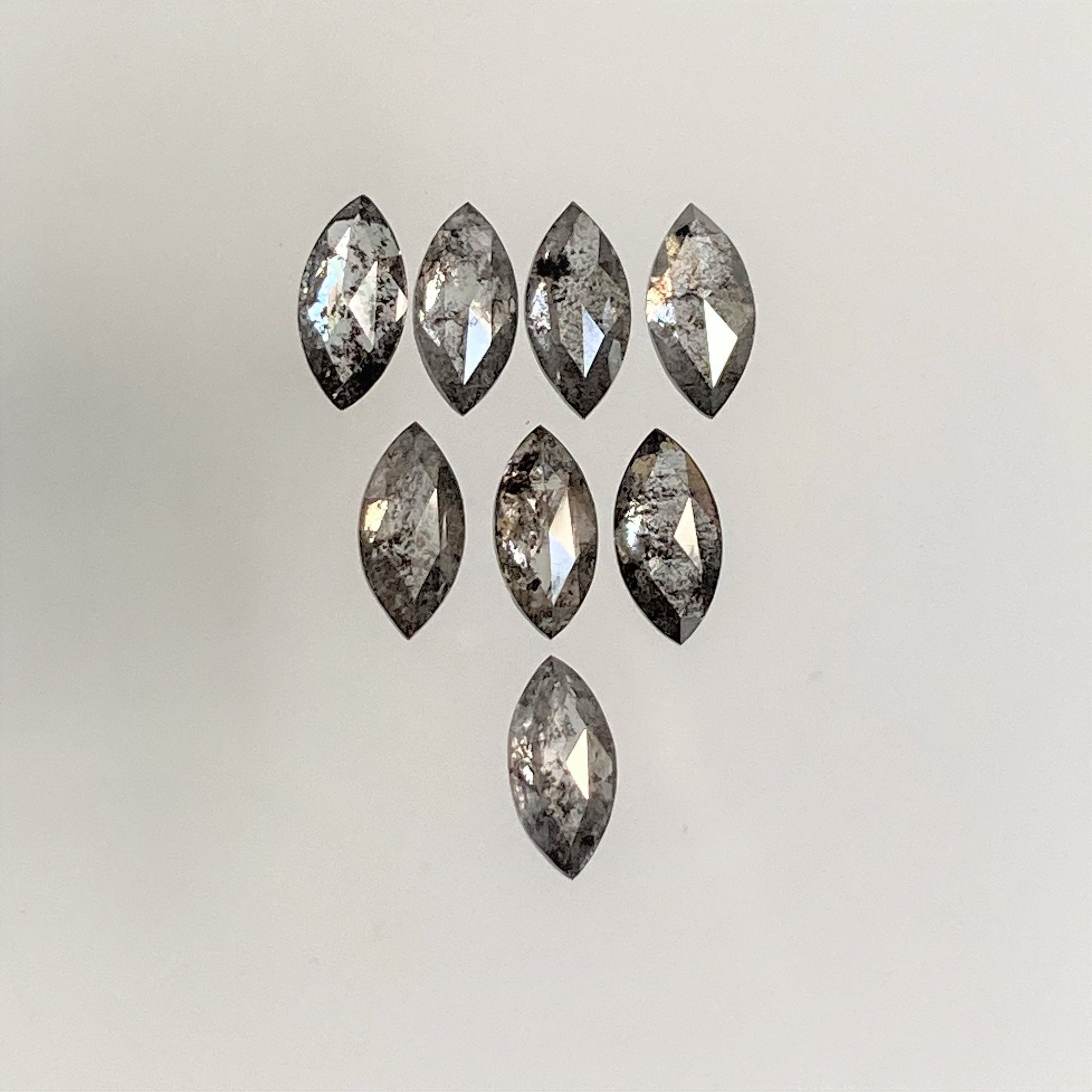 1.01 Ct Salt and Pepper Marquise Shape Diamonds 8 pcs , 5.00 x 2.50 mm Marquise Shape Natural Loose Diamonds ,full-Cut Diamond Lot SJ68/103