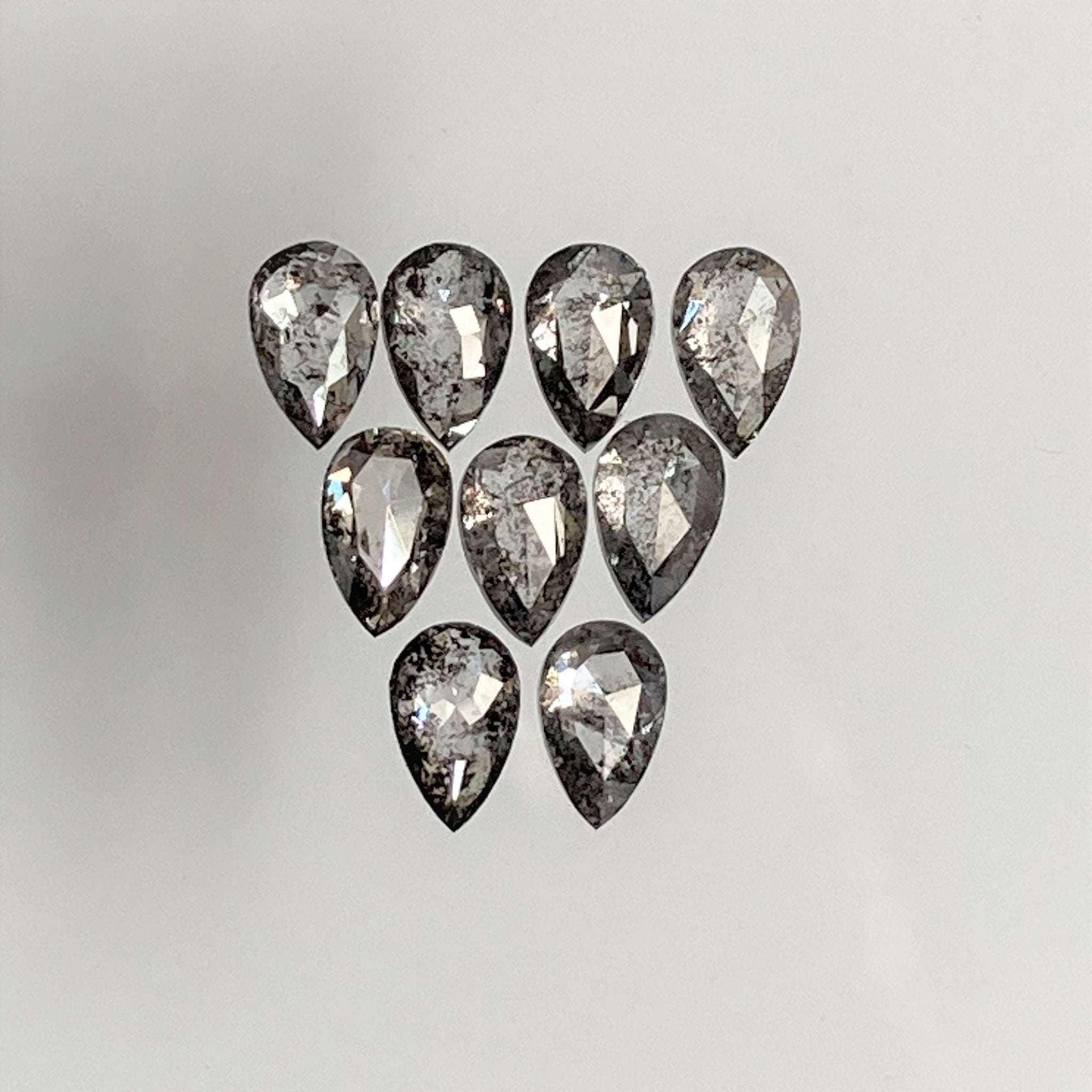 0.94 Ct Pear Shape Natural Loose Diamond 9 Pcs, 3.80 To 3.90 mm, Salt and Pepper Pear Shape Natural Loose Diamond SJ68/108