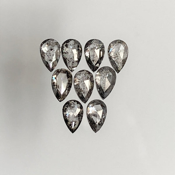 0.94 Ct Pear Shape Natural Loose Diamond 9 Pcs, 3.80 To 3.90 mm, Salt and Pepper Pear Shape Natural Loose Diamond SJ68/108