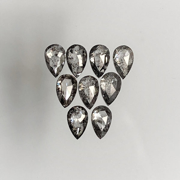 0.94 Ct Pear Shape Natural Loose Diamond 9 Pcs, 3.80 To 3.90 mm, Salt and Pepper Pear Shape Natural Loose Diamond SJ68/108