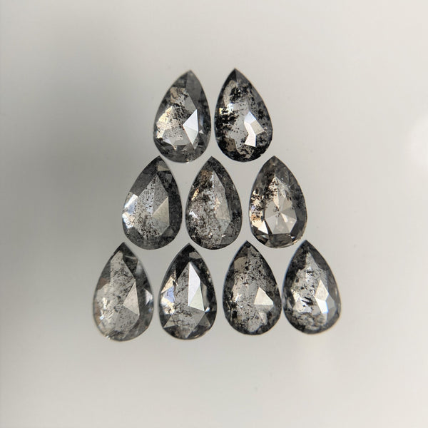 0.94 Ct Pear Shape Natural Loose Diamond 9 Pcs, 3.80 To 3.90 mm, Salt and Pepper Pear Shape Natural Loose Diamond SJ68/108
